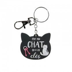 Porte-clés PVC Chat C'est Mon Chat Qui A Les Clés Noir