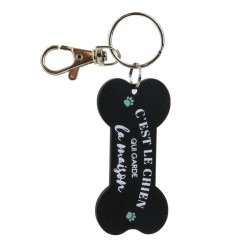 Porte-clés Bois Chien C'Est Le Chien Qui Garde La Maison Noir