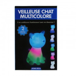 Veilleuse A Led Chat Multicolore Cadeau De Naissance Original