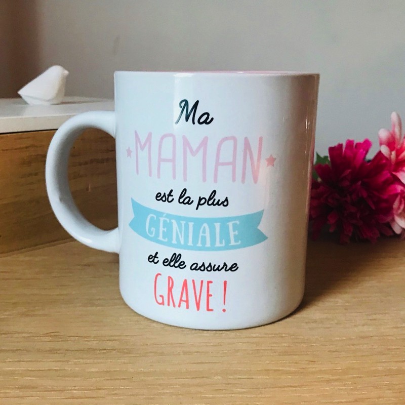 Mug en Céramique Maman Géniale - Cadeau pas cher fête des mères