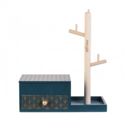 Porte-Bijoux Arbre avec Rangement - Bleu