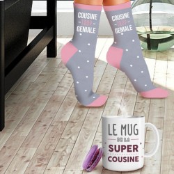 Coffret Mug et Chaussettes - Super Cousine