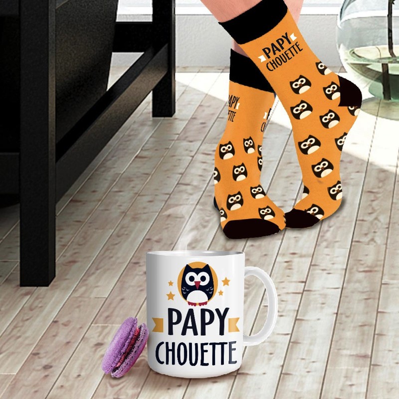 Coffret Mug et Chaussettes - Papy Chouette