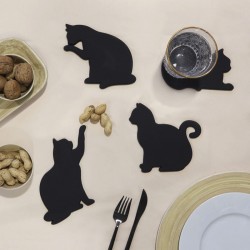 Sous-Verres Chat Noir Silicone x 4