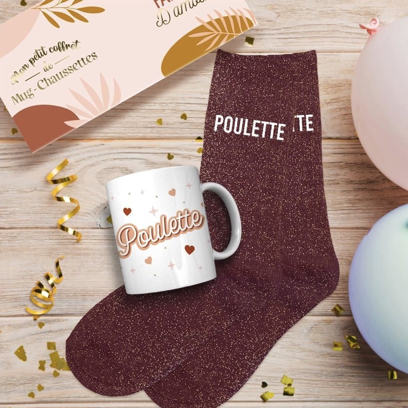 Coffret Mug et Chaussettes Paillettes - Poulette