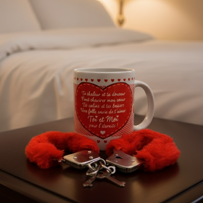 Coffret Mug et Menottes Coeur - Toi et Moi