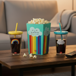 Set Boîte à Popcorn et Gobelets x 2