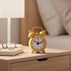 Mini Réveil Analogique avec Alarme - Jaune