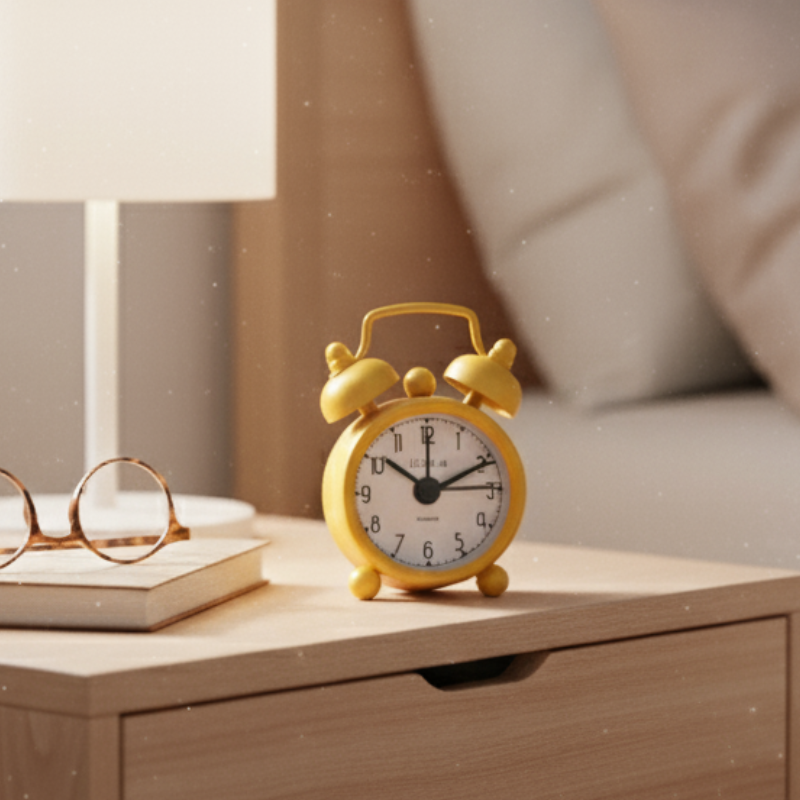 Mini Réveil Analogique avec Alarme - Jaune