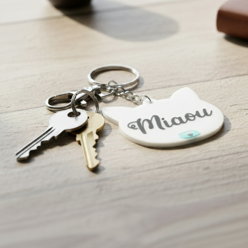 Porte-clés PVC Chat Blanc - Miaou