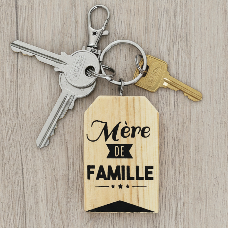 Porte-clés en Bois - Mère de Famille