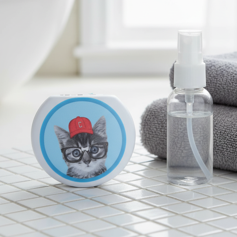 Boite Lentilles de Contact - Chat Habillé Bleu