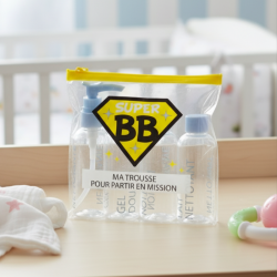 Kit Trousse de Voyage et Flacons Superbébé - Gris