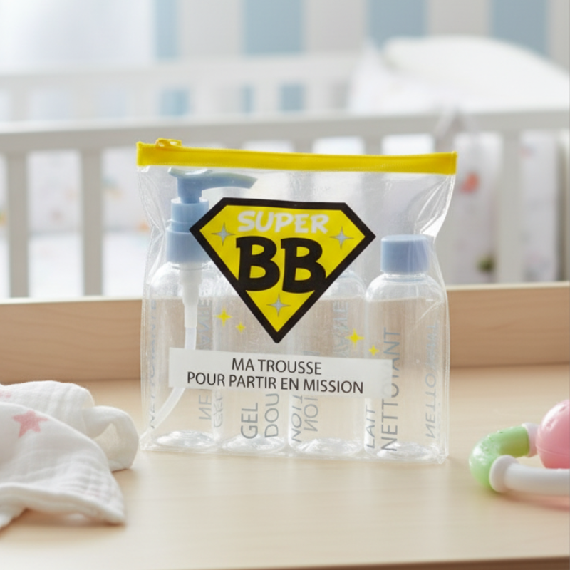 Kit Trousse de Voyage et Flacons Superbébé - Gris