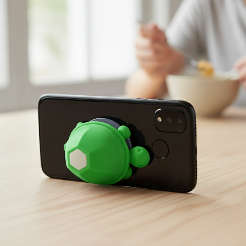 Support et Enrouleur de Câble pour Téléphone Tortue - Vert