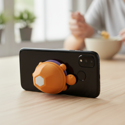 Support et Enrouleur de Câble pour Téléphone Tortue - Marron