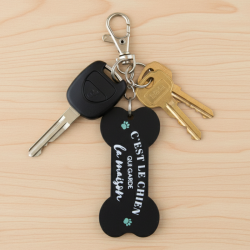 Porte-clés Bois Chien - Noir