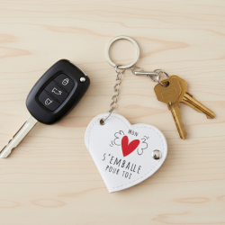 Porte-clés Photo Coeur - Mon Coeur S'emballe pour toi